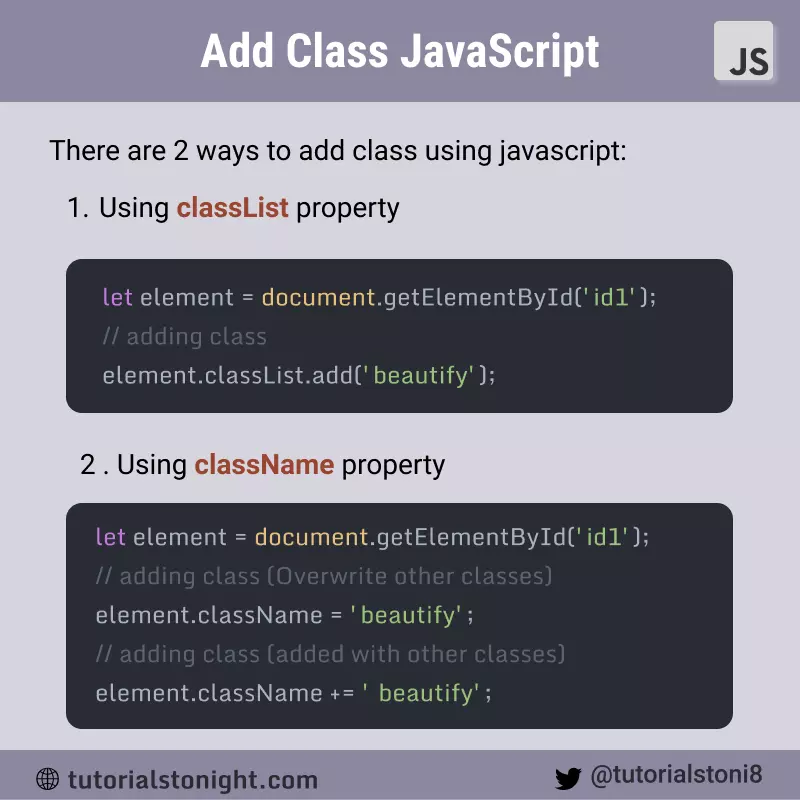 add class javascript
