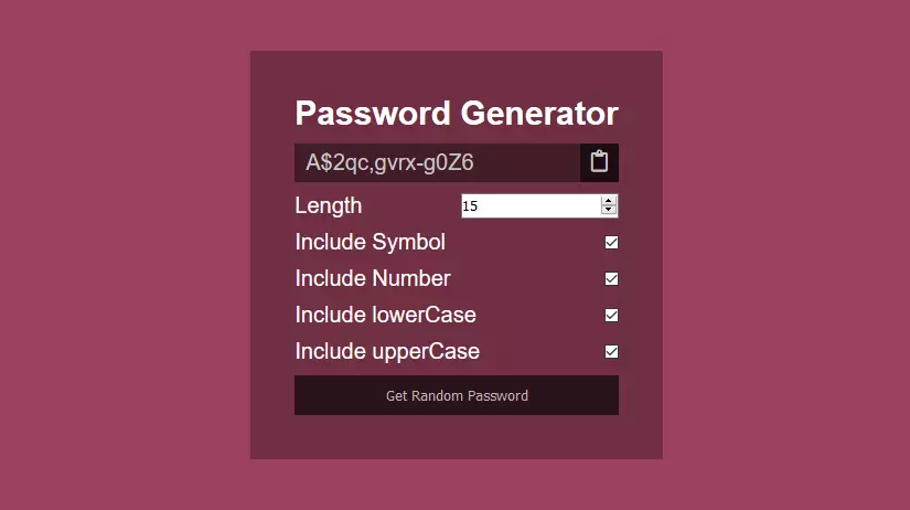 Password Generator in JavaScript card