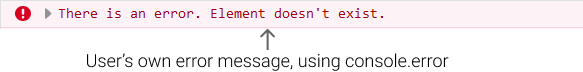 user's own error message console.error