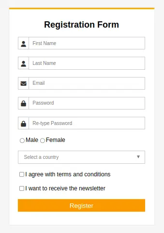 Registration Form in HTML 2
