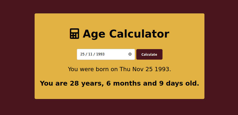 age calculator in javascript
