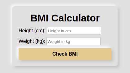 BMI calculator HTML structure