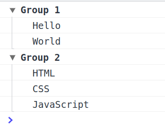 Javascript console group