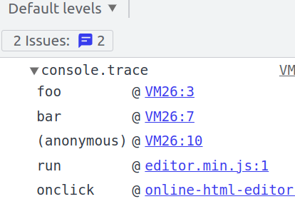 Javascript console trace