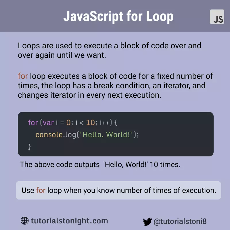 javascript for loop