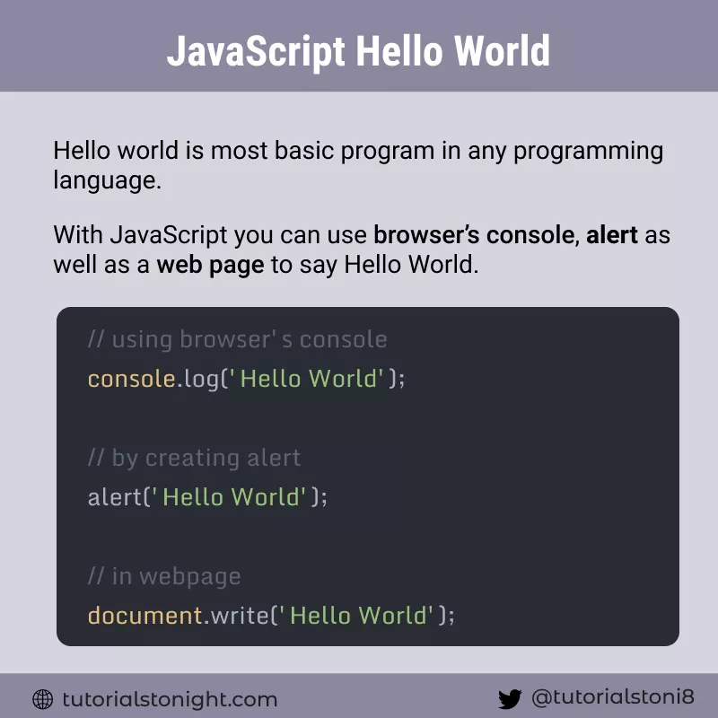 javascript hello world