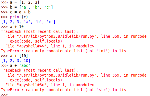 concatenate list python
