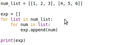Nested for loop to nested list comprehension