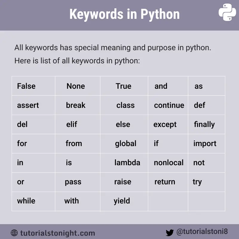 python keywords assignment